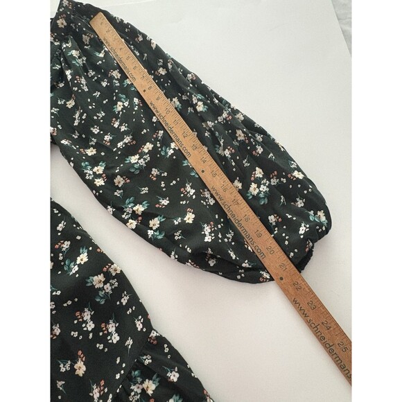 Old Navy Maxi Dress Size L Green Floral Tiered Prairie Forest Whimsigoth Modest - Picture 15 of 16